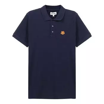 Футболка men's small tiger head short sleeve polo shirt navy blue Kenzo, синий