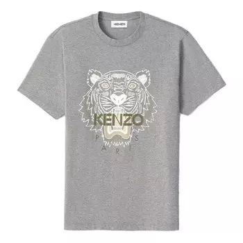Футболка men's solid color printing pattern short sleeve gray Kenzo, серый