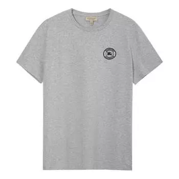 Футболка men's solid color round neck short sleeve gray Burberry, серый