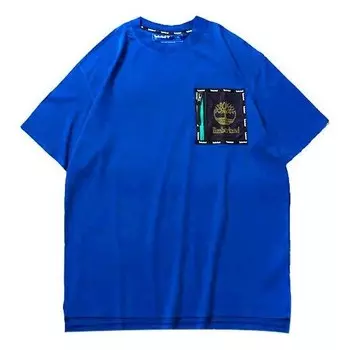 Футболка men's ss20 hollow out zipper pocket printing short sleeve blue Timberland, синий