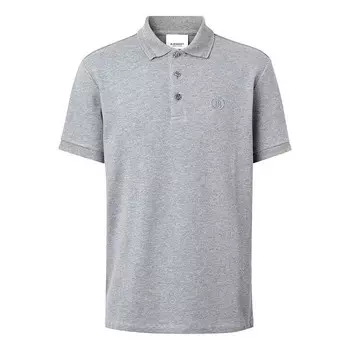 Футболка men's ss21 button mesh short sleeve polo shirt gray Burberry, серый