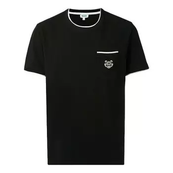 Футболка men's ss21 embroidered pocket round neck short sleeve black Kenzo, черный