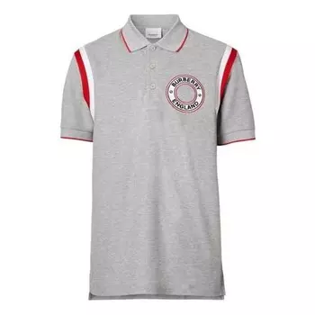 Футболка men's ss21 logo pattern cotton polo shirt gray Burberry, серый