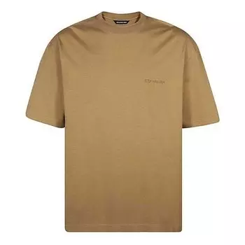 Футболка men's ss21 loose round neck alphabet embroidered logo short sleeve khaki Balenciaga, хаки