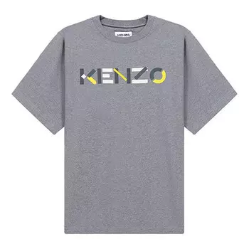 Футболка men's ss21 loose version logo round neck short sleeve gray Kenzo, серый