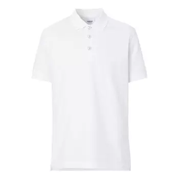 Футболка men's ss21 mesh cotton short sleeve polo shirt white Burberry, белый