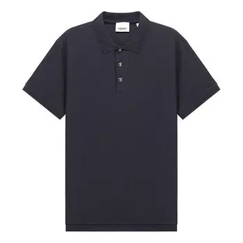 Футболка men's ss21 mesh cotton short sleeve polo shirt navy blue Burberry, синий