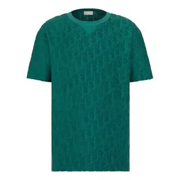 Футболка men's ss21 oblique printing cotton round neck short sleeve green Dior, зеленый