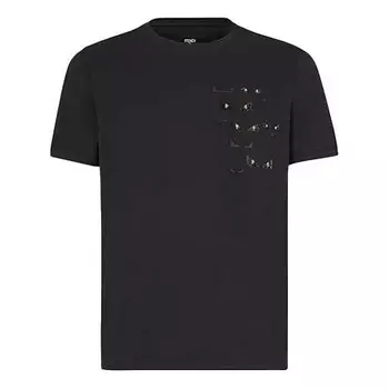 Футболка men's ss21 pattern round neck short sleeve black Fendi, черный