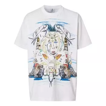 Футболка men's ss21 printing cotton loose short sleeve white Burberry, белый