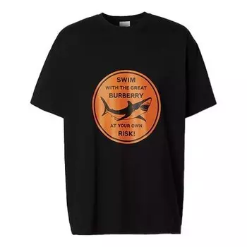 Футболка men's ss21 shark pattern cotton loose short sleeve black Burberry, черный