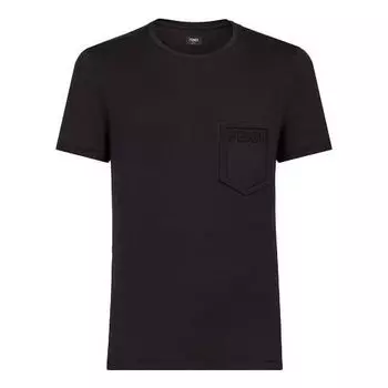 Футболка men's ss21 solid color alphabet logo cotton short sleeve black t-shirt Fendi, черный