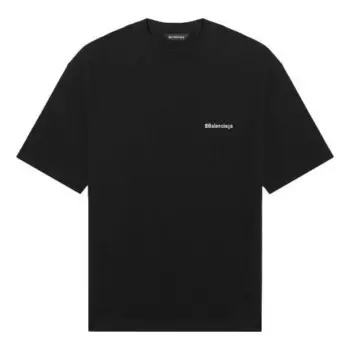 Футболка men's ss21 solid color logo printing short sleeve black Balenciaga, черный
