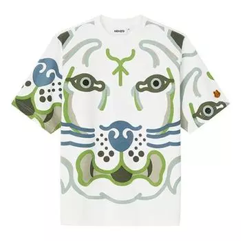 Футболка men's ss21 tiger printing round neck pullover short sleeve white Kenzo, белый