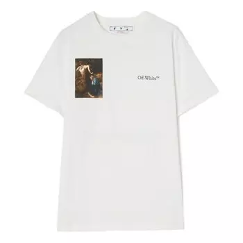 Футболка men's ss22 back painting printing round neck short sleeve white t-shirt Off-White, белый