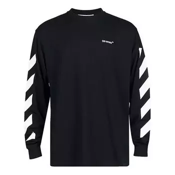 Футболка men's ss22 diag alphabet stripe pattern pullover long sleeves loose fit black t-shirt Off-White, мультиколор