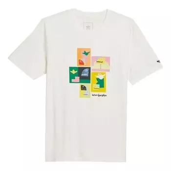 Футболка men's ss22 pattern printing round neck short sleeve white t-shirt Adidas, мультиколор