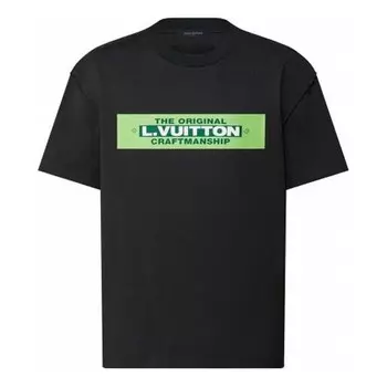 Футболка men's ss22 solid color alphabet printing short sleeve black Louis Vuitton, черный