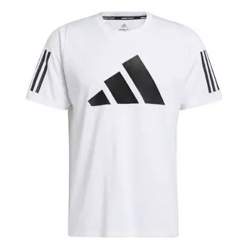 Футболка men's stripe logo printing round neck casual short sleeve white t-shirt Adidas, мультиколор