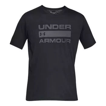 Футболка men's team issue wordmark elastic printing short sleeve black Under Armour, черный