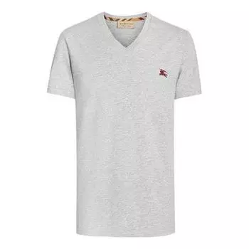 Футболка men's v neck knit pullover short sleeve gray Burberry, серый