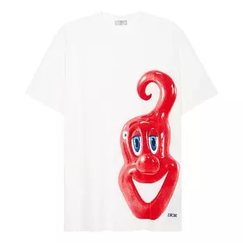 Футболка men's x kenny scharf limited printing short sleeve white Dior, белый