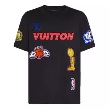 Футболка men's x nba crossover round neck printing short sleeve black Louis Vuitton, черный