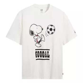 Футболка men's x peanuts crossover round neck printing short sleeve white Levis, белый