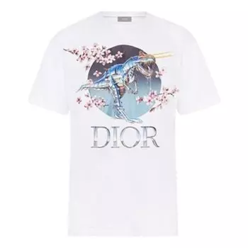 Футболка men's x sorayama crossover sakura dragon printing short sleeve white Dior, белый