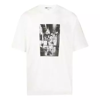 Футболка men's y-3 ss20 photo printing round neck short sleeve white Adidas, белый