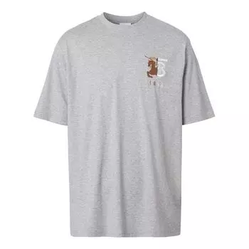 Футболка mens puzzle embroidery logo short sleeve grey Burberry, серый