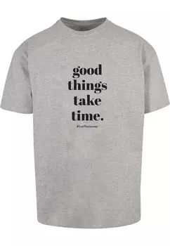 Футболка Merchcode Good Things Take Time, пестрый серый