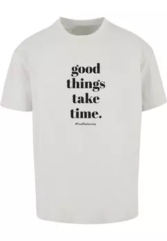 Футболка Merchcode GOOD THINGS TAKE TIME, светло-серый