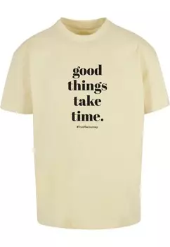 Футболка Merchcode GOOD THINGS TAKE TIME, светло-желтого
