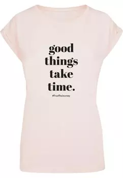 Футболка Merchcode GOOD THINGS TAKE TIME, светло-розовый