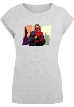 Футболка Merchcode GRAND RED GIRL, пятнистый серый