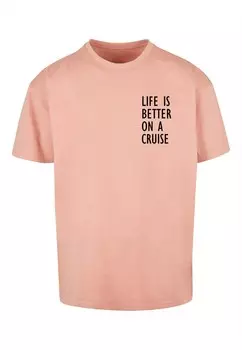 Футболка Merchcode LIFE IS BETTER, цвет Pastel Orange