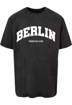 Футболка Merchcode " Merchcode Men's Berlin Wording — футболка большого размера, пропитанная кислотой", черный
