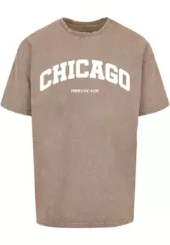 Футболка Merchcode " Merchcode Men's Chicago Wording — футболка большого размера, пропитанная кислотой", хаки