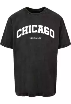 Футболка Merchcode " Merchcode Men's Chicago Wording — футболка большого размера, пропитанная кислотой", черный