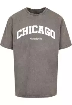 Футболка Merchcode " Merchcode Men's Chicago Wording — футболка большого размера, пропитанная кислотой", цвет Asphalt