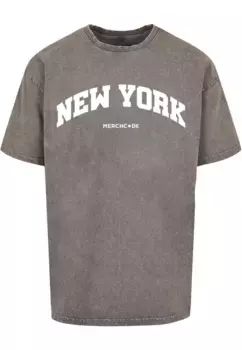Футболка Merchcode " Merchcode Men's New York Wording — футболка большого размера, вымытая кислотой", цвет Asphalt