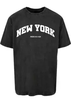 Футболка Merchcode " Merchcode Men's New York Wording — футболка большого размера, вымытая кислотой", черный