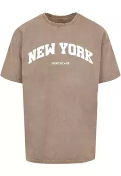 Футболка Merchcode " Merchcode Men's New York Wording — футболка большого размера, вымытая кислотой", хаки