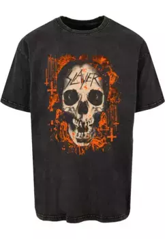 Футболка Merchcode " Merchcode Men's Slayer - футболка большого размера с вымытыми черепами на Хэллоуин", черный