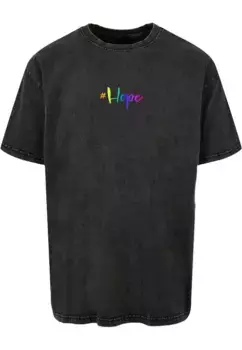 Футболка Merchcode " Merchcode Мужская футболка большого размера Hope Rainbow Acid Washed Heavy ", черный