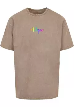 Футболка Merchcode " Merchcode Мужская футболка большого размера Hope Rainbow Acid Washed Heavy ", хаки
