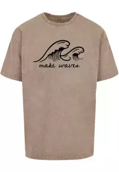 Футболка Merchcode " Merchcode Мужская летняя футболка Make wave Acid Washed Oversize ", хаки