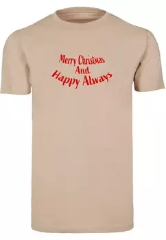 Футболка Merchcode Merry Christmas And Happy Always, песок