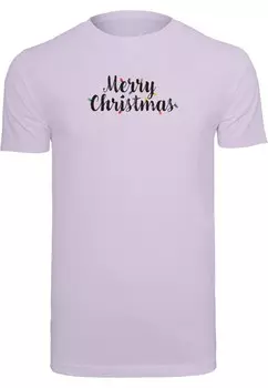 Футболка Merchcode MERRY CHRISTMAS LIGHTS, светло-фиолетовый